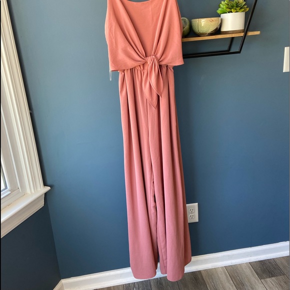 Spaghetti Strap Orange Jumpsuit Size L - Picture 2 of 9